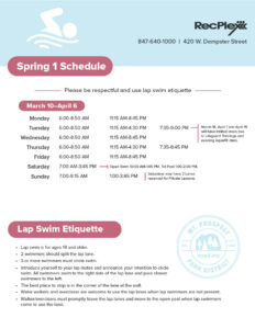 Spring 1 Lap Lane Schedule