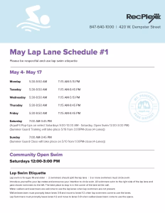 Summer Lap Lane Schedule