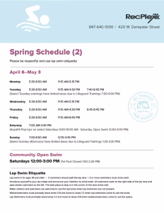 Spring Lap Lane Schedule