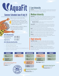 Summer AquaFit Schedule