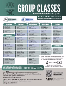 Summer Group Fitness Schedule