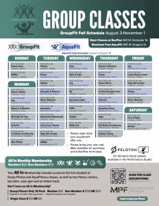 Group Fitness Schedule August 3-November 1 2026