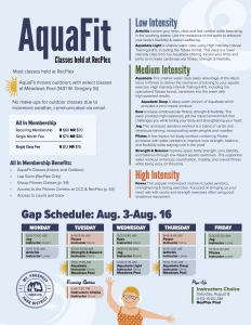 AquaFit Schedule