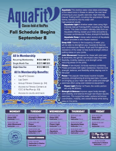 AquaFit Schedule begins September 8