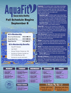 AquaFit Fall Schedule